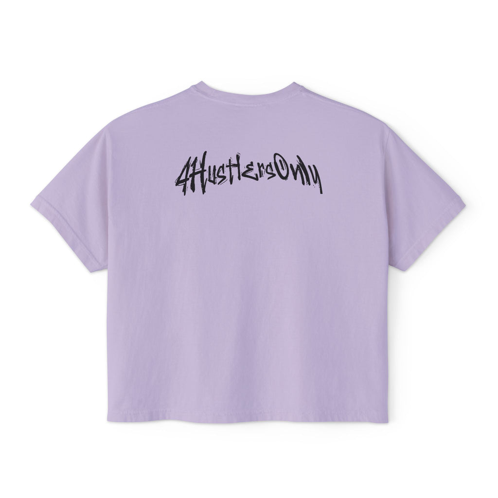 Women's Boxy Tee — '4HustlersOnly' Minimal Graphic Crop Shirt