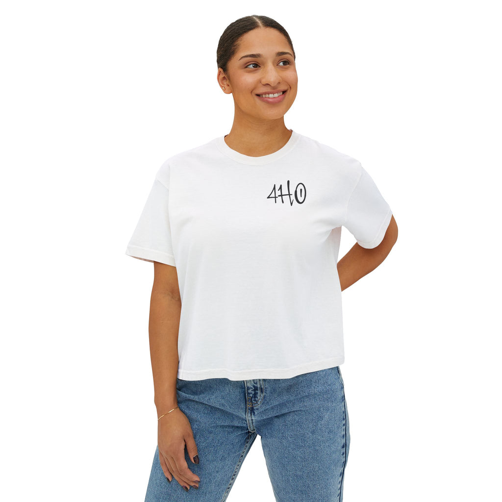 Women's Boxy Tee — '4HustlersOnly' Minimal Graphic Crop Shirt