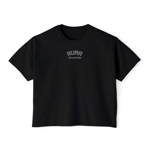 AURA Collection Women's Boxy Tee — 'AURA' Graphic Crop T‑Shirt