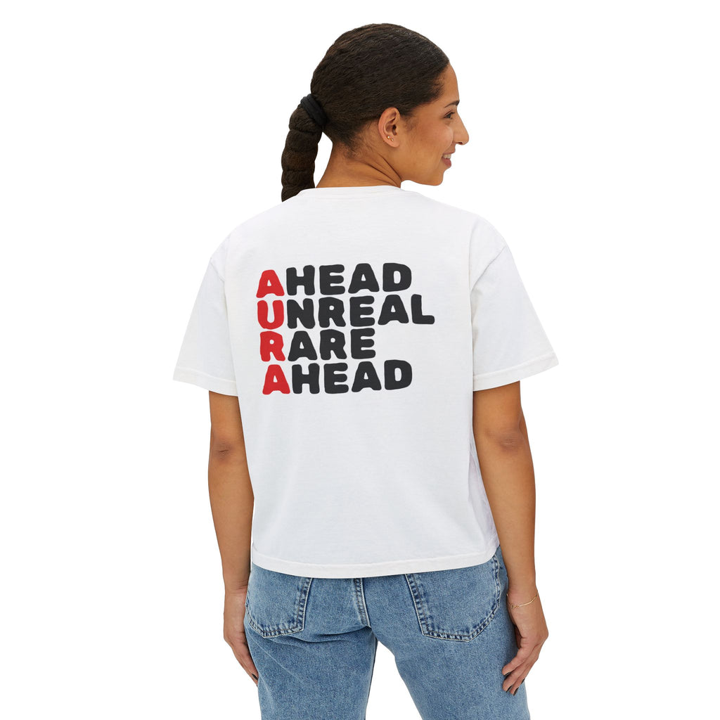 AURA Collection Women's Boxy Tee — 'AURA' Graphic Crop T‑Shirt