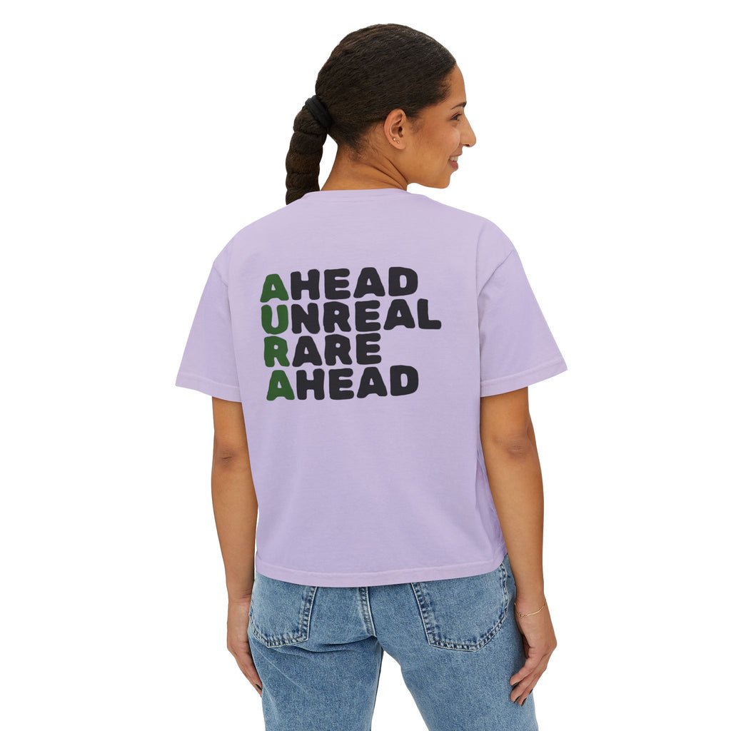 AURA Collection Women's Boxy Tee — 'AURA' Graphic Crop T‑Shirt