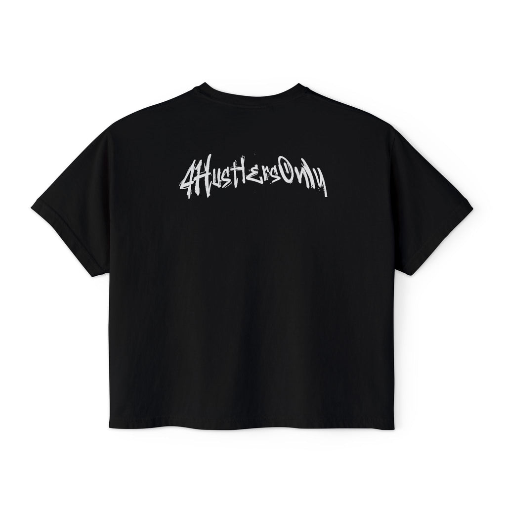 Women's Boxy Tee — '4HustlersOnly' Minimal Graphic Crop Shirt
