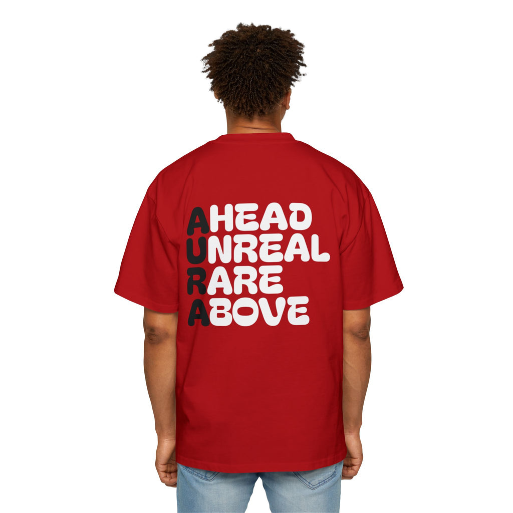 AURA Acronym Graphic Tee — Oversized Men's White T‑Shirt