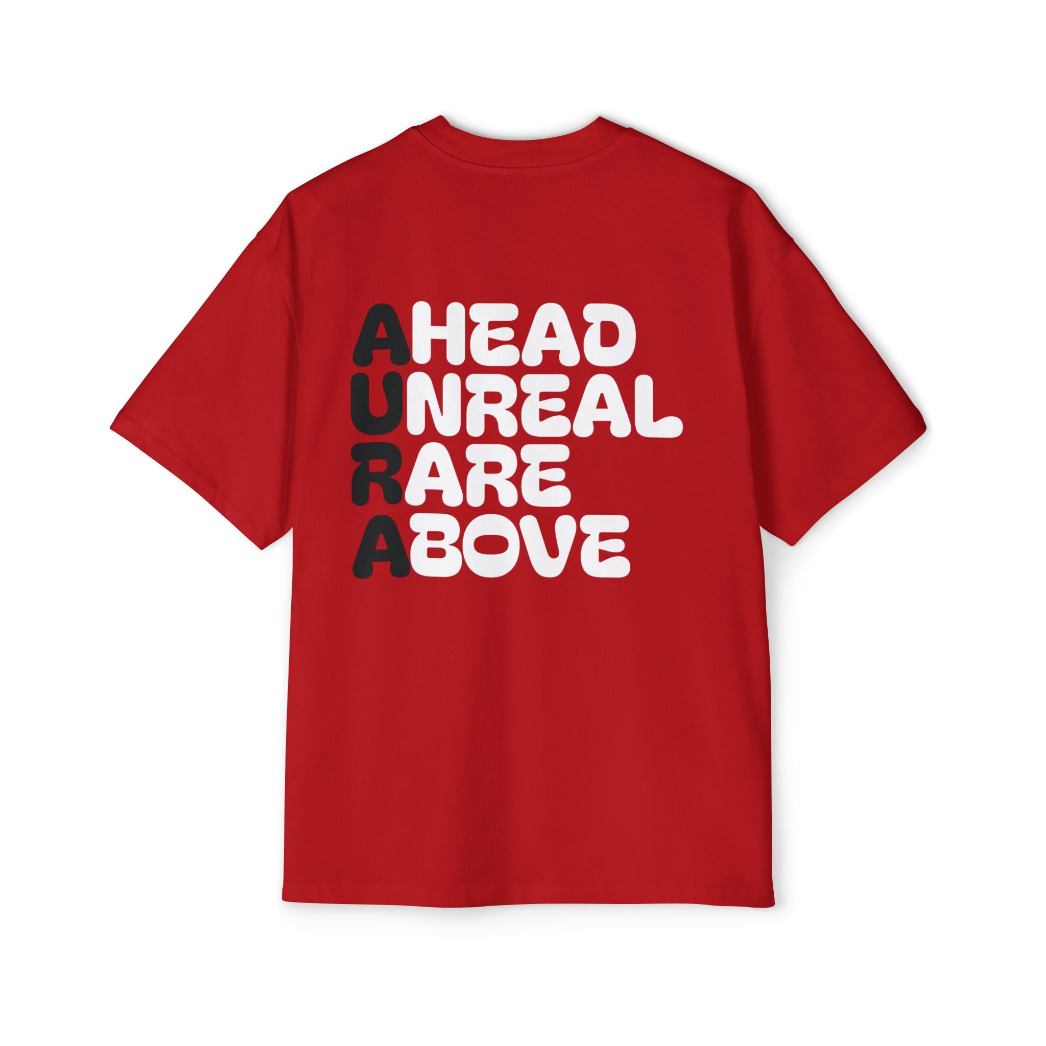 AURA Acronym Graphic Tee — Oversized Men's White T‑Shirt