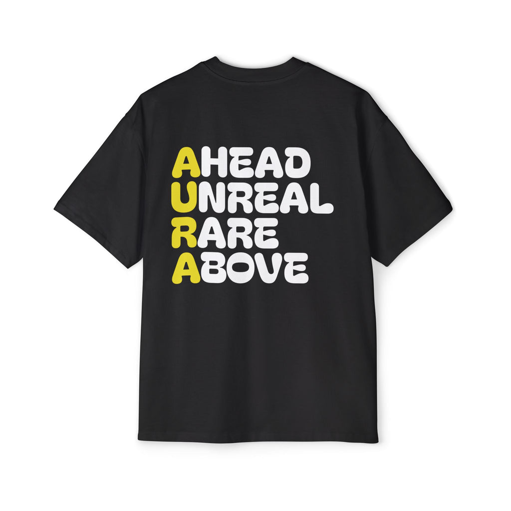 AURA Acronym Graphic Tee — Oversized Men's White T‑Shirt