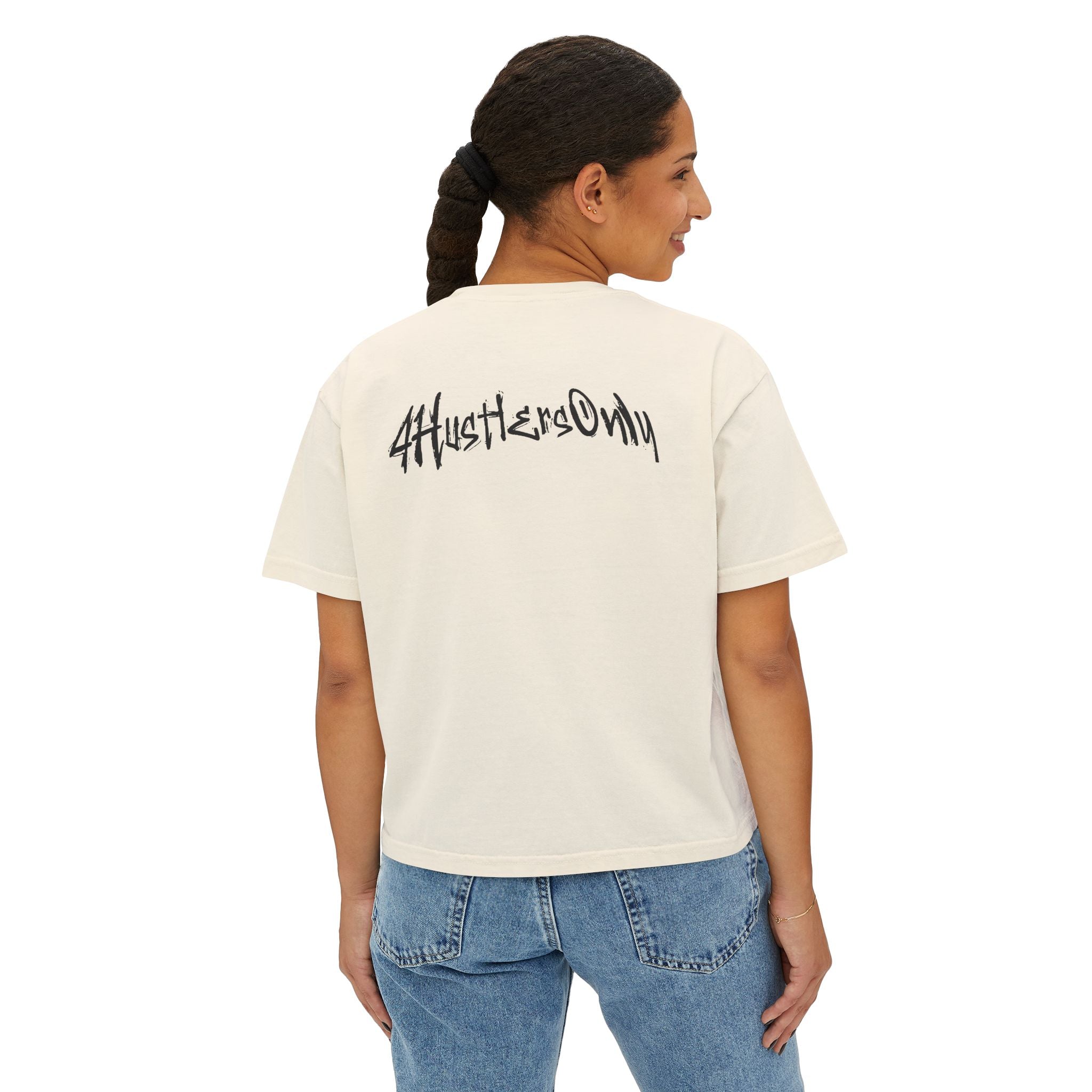 Women's Boxy Tee — '4HustlersOnly' Minimal Graphic Crop Shirt