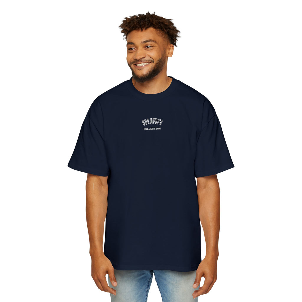 AURA Acronym Graphic Tee — Oversized Men's White T‑Shirt