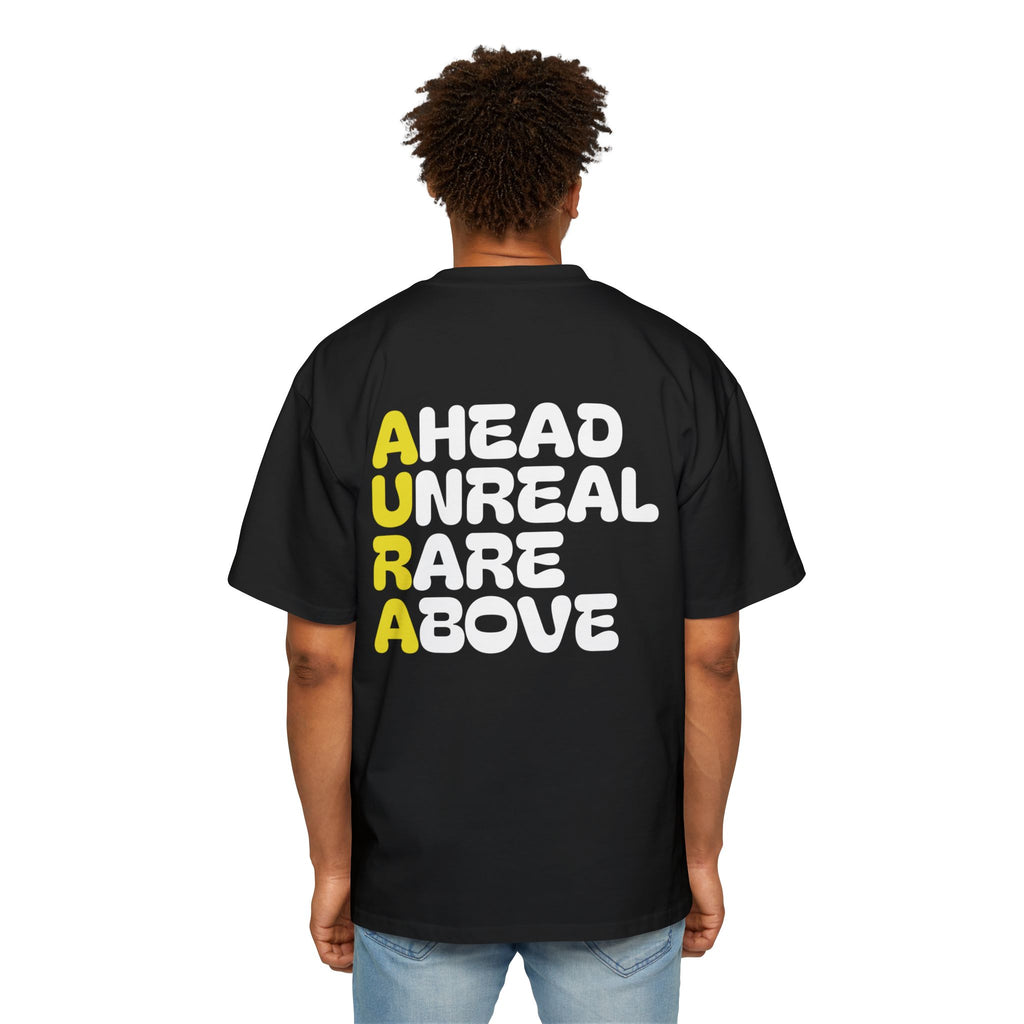 AURA Acronym Graphic Tee — Oversized Men's White T‑Shirt