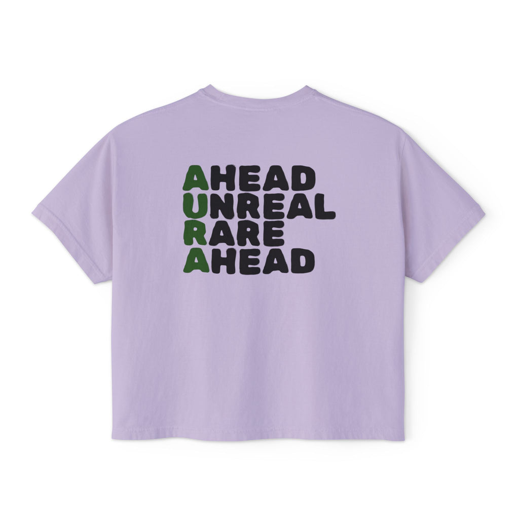 AURA Collection Women's Boxy Tee — 'AURA' Graphic Crop T‑Shirt