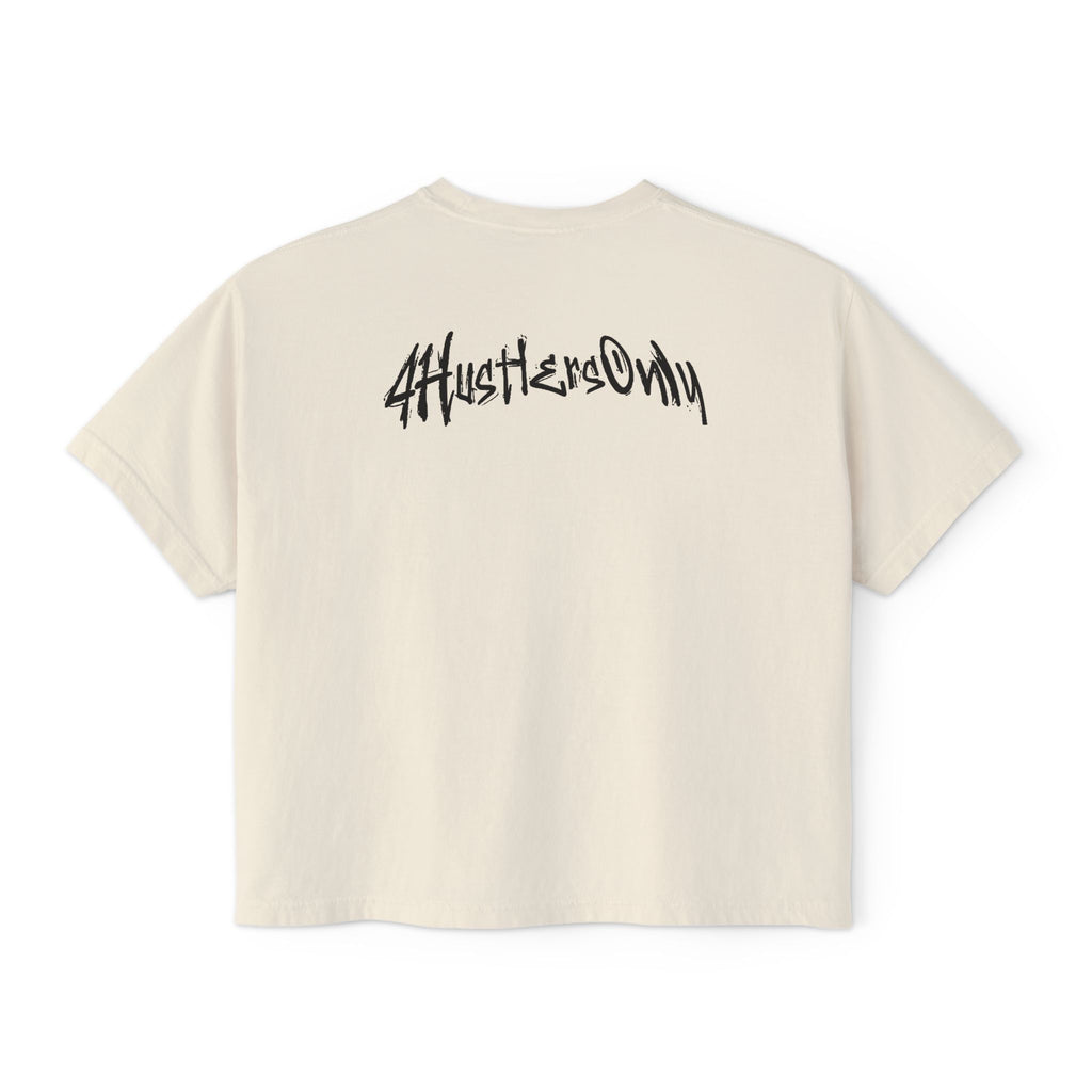 Women's Boxy Tee — '4HustlersOnly' Minimal Graphic Crop Shirt