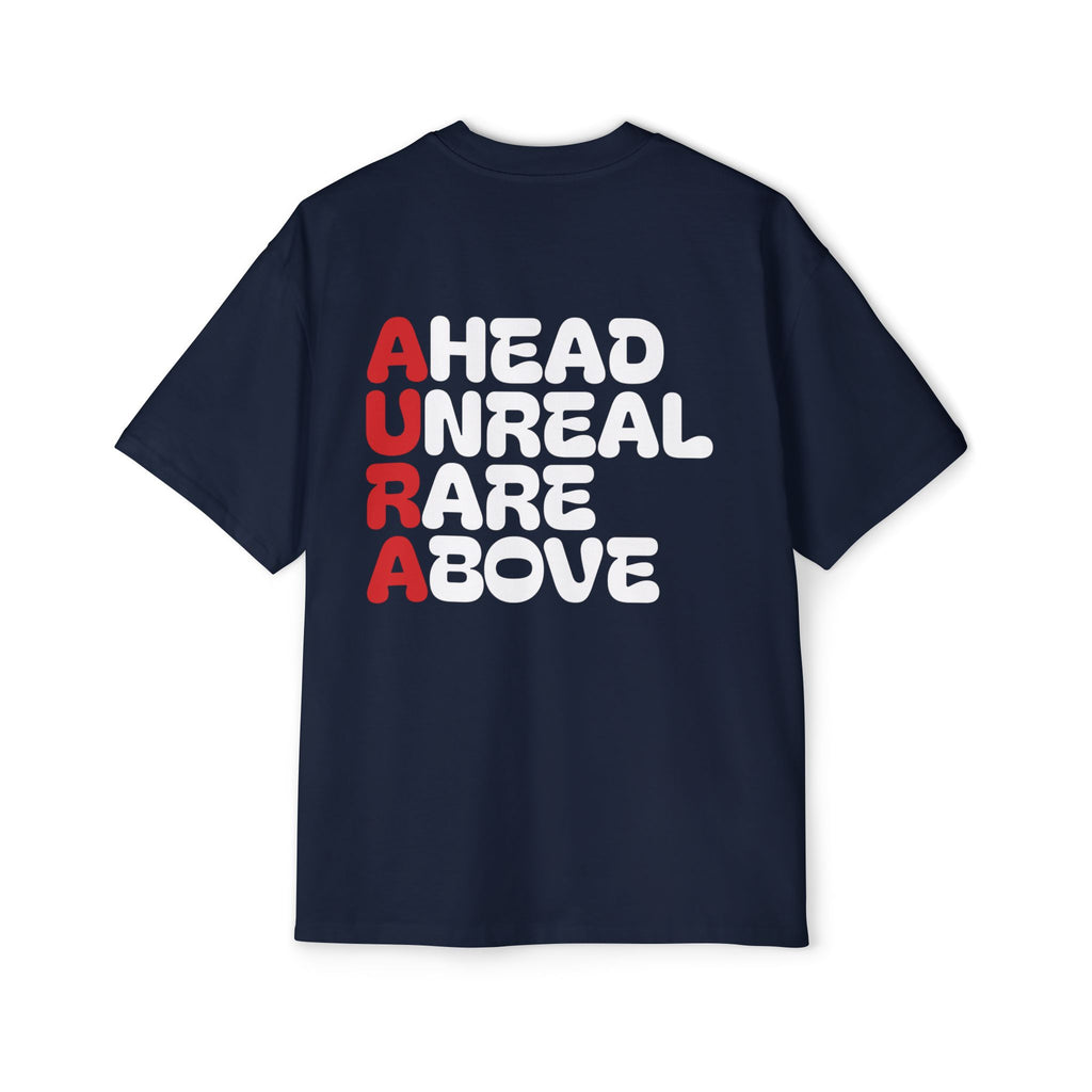 AURA Acronym Graphic Tee — Oversized Men's White T‑Shirt