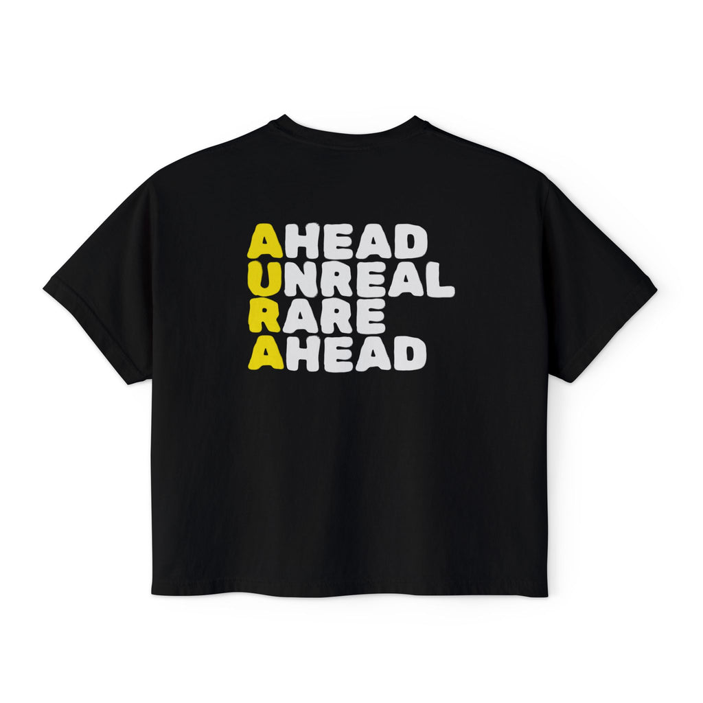AURA Collection Women's Boxy Tee — 'AURA' Graphic Crop T‑Shirt