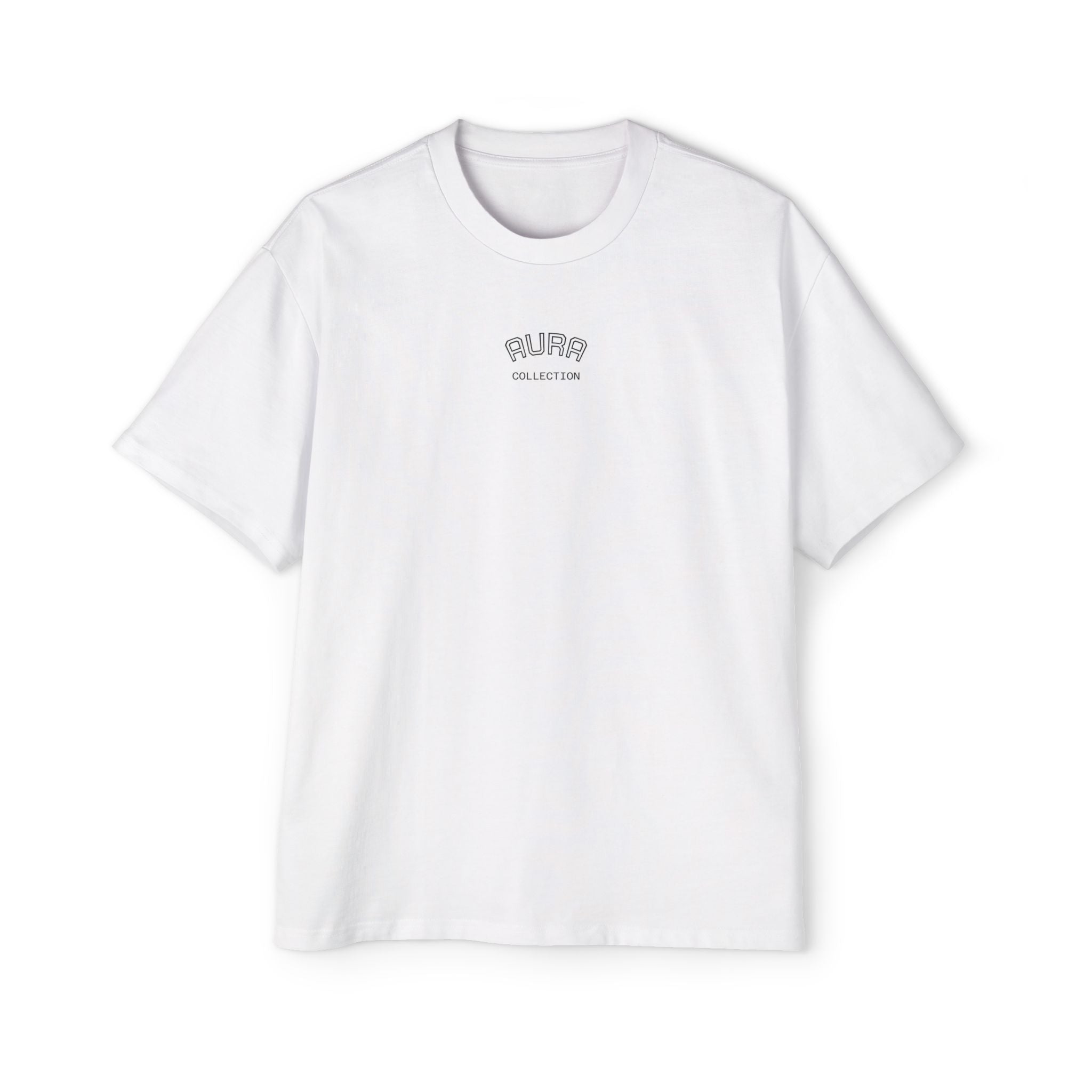 AURA Acronym Graphic Tee — Oversized Men's White T‑Shirt